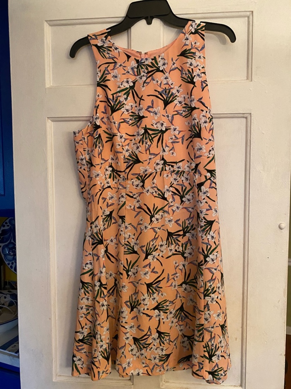 Floral Sleeveless A-Line Dress in Peach